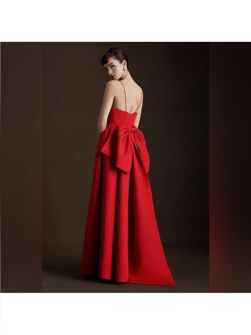 Gown/wedding Sachin + Babi Red Spaghetti-Strap Dress with Dramatic Back Bow